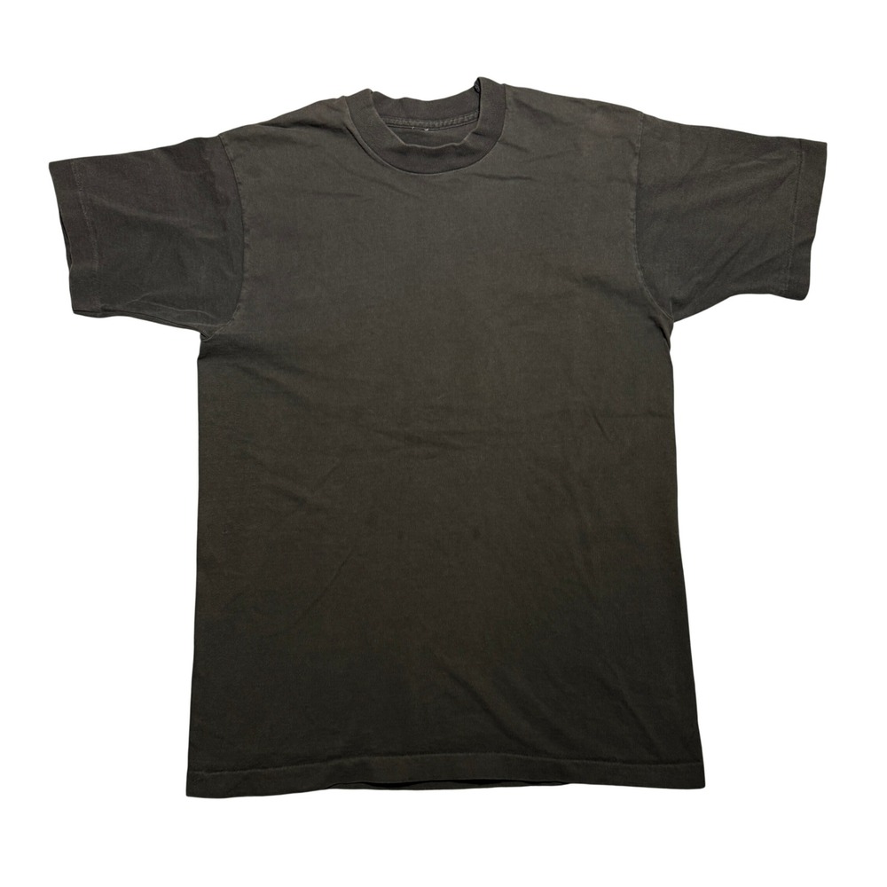 Vintage Blank Cotton T-Shirt Faded Black Large